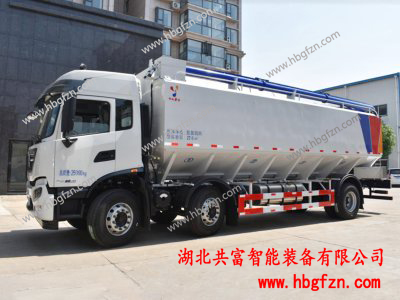 电动东风天锦小三轴液压30方散装饲料运输车